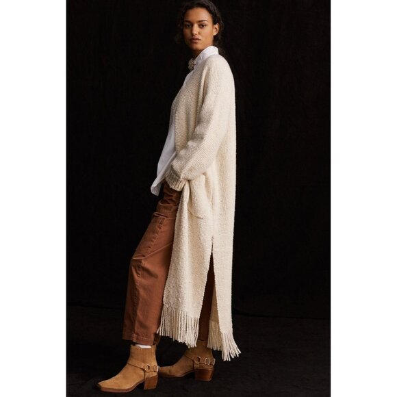 Anthropologie Manos Del Uruguay Fringed Duster Cardigan One Size - Picture 4 of 11